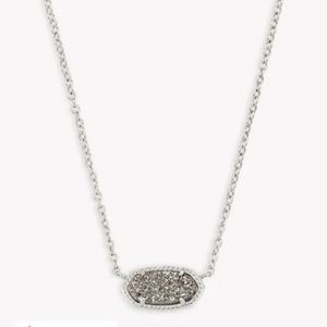 Kendra Scott Elisa Silver Pendant Necklace in Platinum Drusy
